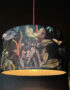 Handmade Velvet Lampshade in Wild Wood Green Light on