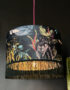 Handmade Fringed Velvet Lampshade in Wild Wood Green and Hunter Green Fringing Light On