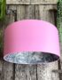 Inky Blue Rainforest Silhouette Lampshade in Candy Floss Pink Cotton