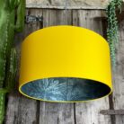 Ocean Rainforest Silhouette Lampshade In Egg Yolk Yellow Cotton