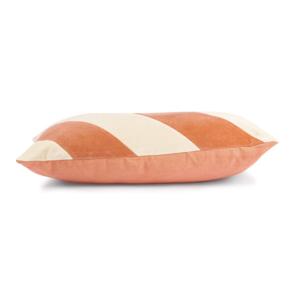 Peach and Cream Striped Cushion