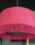 Bubble Berry Leopard Silhouette Lampshade in Bubblegum Cotton and Pink Fringing