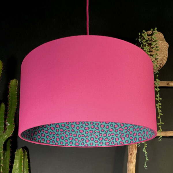 Bubble Berry Neon Leopard Print Silhouette Lampshade in Bubblegum Pink