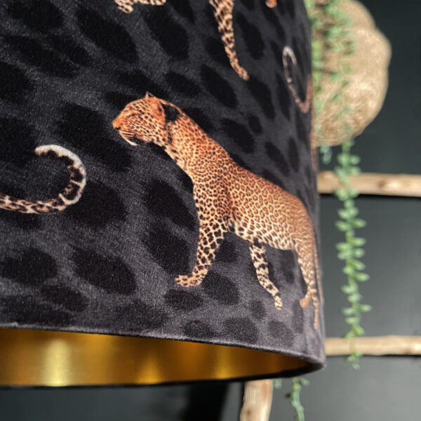 Leoparade Wallpaper Lampshade with Gold Lining Close up