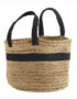 Oversized Natural Jute Basket with Black Stripe