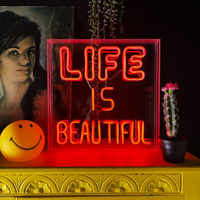 Love Frankie life is beautiful red neon light