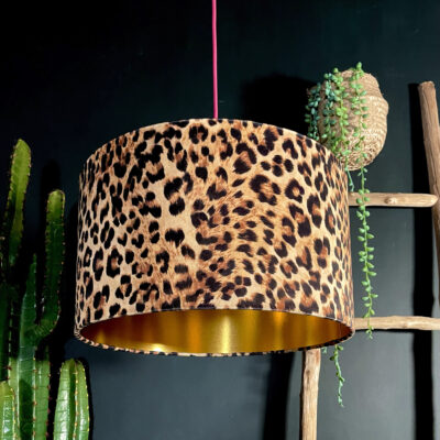 Luxe Leopard Velvet Lampshade with Gold Lining