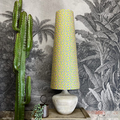 King & Queen Oversized Cone Lampshades in Sherbet Lemon Leopard