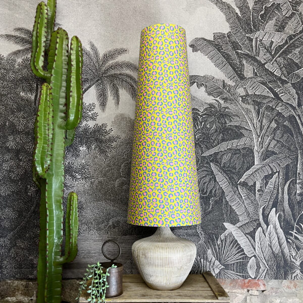 King & Queen Oversized Cone Lampshades in Sherbet Lemon Leopard