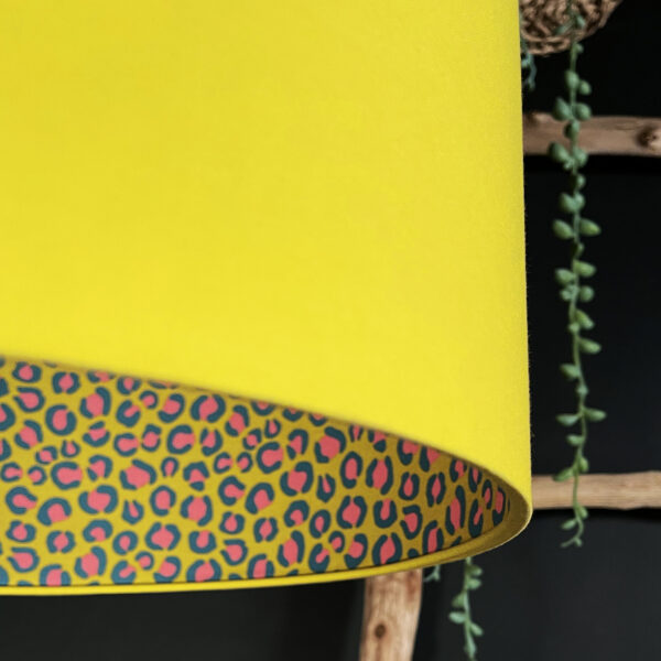 Sherbet Lemon Leopard Print Silhouette Lampshade in Sunshine Yellow - Close Up