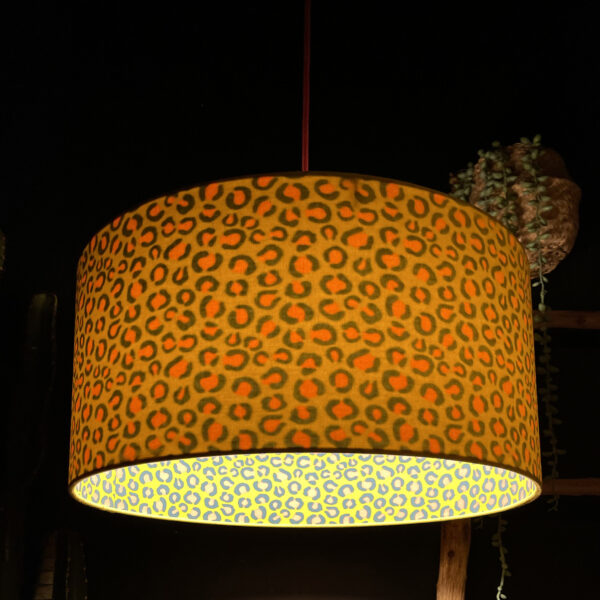 Sherbet Lemon Leopard Print Silhouette Lampshade in Sunshine Yellow - Light On