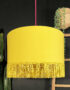 Sherbet Lemon Leopard Silhouette Lampshade in Sunshine Cotton and Yellow Fringing