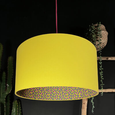 Sherbet Lemon Leopard Print Silhouette Lampshade in Sunshine Yellow