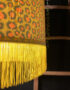 Sherbet Lemon Leopard Silhouette Lampshade in Sunshine Cotton and Yellow Fringing - Close Up