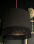 Jet Black Leopard Print Silhouette Lampshade with Black Fringing