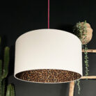 Leopard Print Silhouette Lampshade in Crisp White Cotton