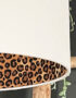 Leopard Print Silhouette Lampshade in Crisp White CottonLeopard Print Silhouette Lampshade in Crisp White Cotton Close Up Light off