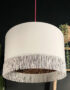 Crisp White Leopard Print Silhouette Lampshade with White Fringing