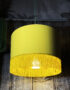 Love Frankie banana cotton lampshade gold lining and fringing light on