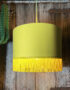 Love Frankie banana cotton lampshade copper lining and fringing light on
