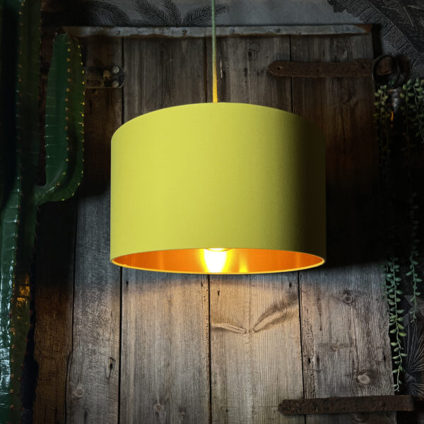 Love Frankie banana cotton lampshade copper lining light on