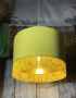 Love Frankie banana cotton lampshade gold lining and fringing light on