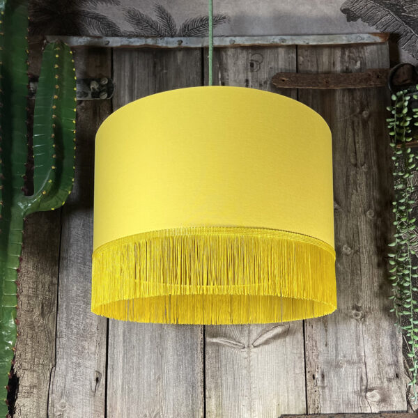 Love Frankie banana cotton lampshade copper lining and fringing