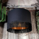 Love Frankie black cotton lampshade copper lining fringing