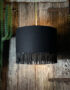 Love Frankie black cotton lampshade copper lining fringing light on