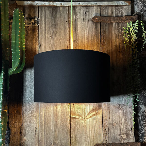 Love Frankie black cotton lampshade copper lining light on