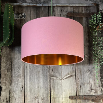 Love Frankie dirty pink cotton lampshade copper lining