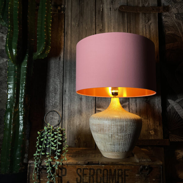 Love Frankie dirty pink cotton lampshade copper lining