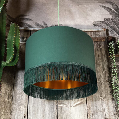 Love Frankie hunter cotton lampshade copper lining fringing