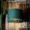 Love Frankie hunter cotton lampshade copper lining fringing light on