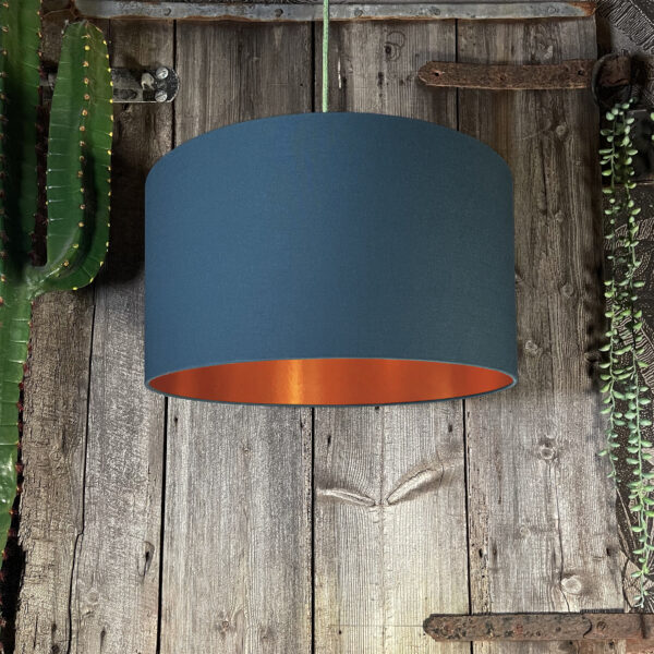 Love Frankie petrol cotton lampshade copper lining