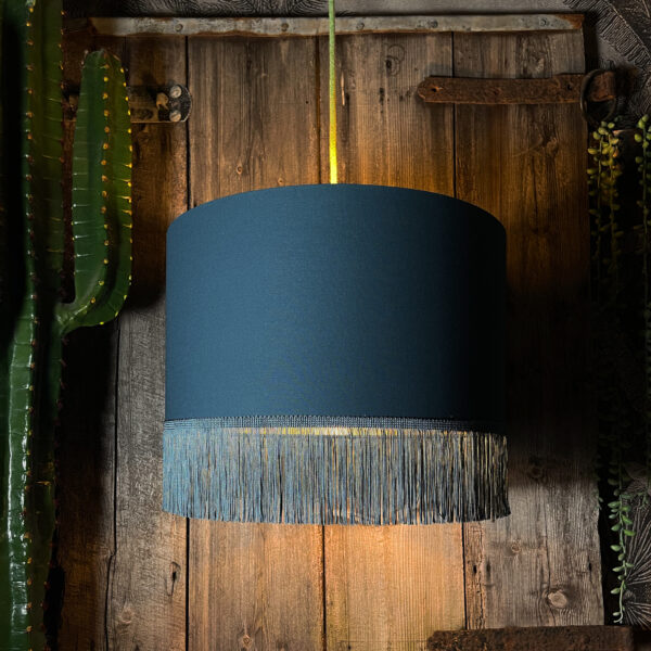 Love Frankie petrol cotton lampshade copper lining fringing