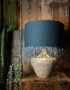Love Frankie petrol cotton lampshade gold lining fringing lamp