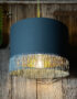 Love Frankie petrol cotton lampshade gold lining fringing
