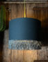 Love Frankie petrol cotton lampshade gold lining fringing light on