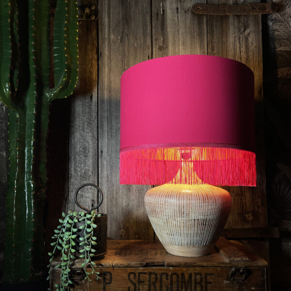 Love Frankie pomegranate cotton lampshade copper lining fringing lamp