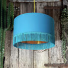 Love Frankie topaz cotton lampshade copper lining fringing