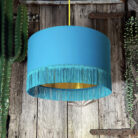 Love Frankie topaz cotton lampshade gold lining fringing