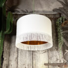 Love Frankie white cotton lampshade copper lining fringing