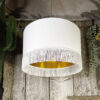 Love Frankie white cotton lampshade gold lining fringing