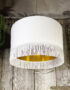 Love Frankie white cotton lampshade gold lining fringing