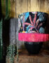 Acid Jungle Lampshade with Gold Lining and Pink Fringing - 16" x 10" - Light On