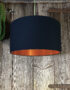 Love Frankie deep space navy cotton lampshade copper lining