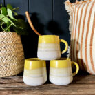 Dip Glazed Tea Mug In Sunshine Yellow and Bone