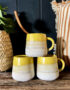 Dip Glazed Tea Mug In Sunshine Yellow and Bone