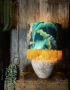 Magic Fruits Lampshade with Gold Lining - 14" x 10" and Gold Fringing - Light on